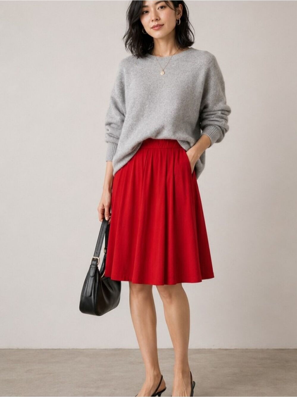 LuLaRoe "Madison" Skirt Red Flowy Pleated Midi Small Stretch Waist Small
